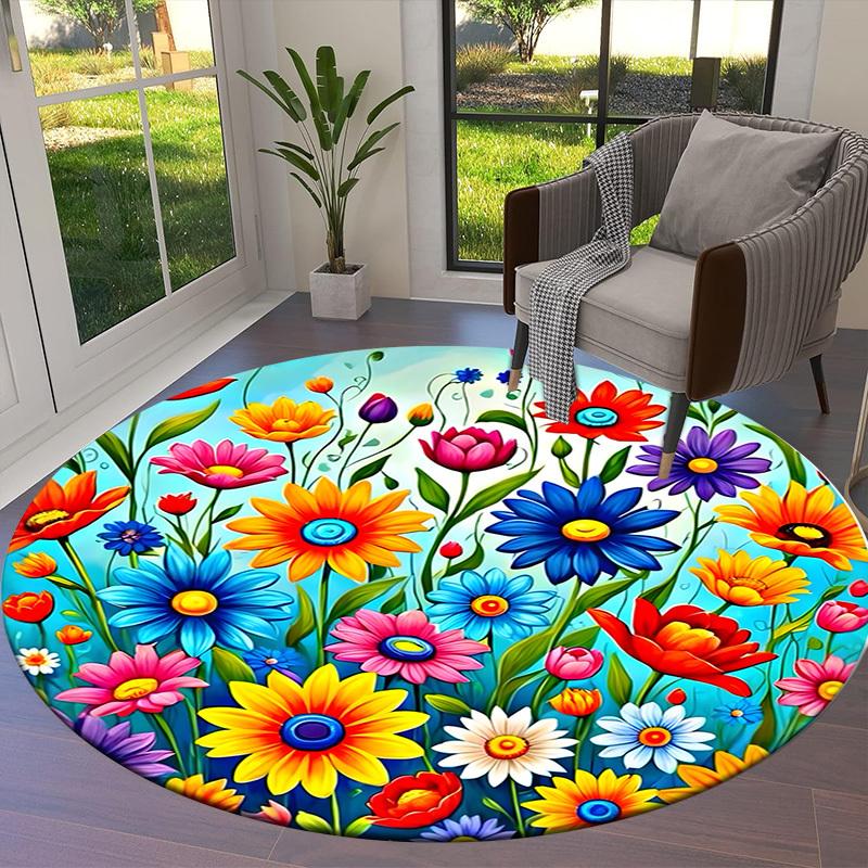 1pc Office Carpet Chair Mats Colorful Spring Floral Pattern Perfect for Decorating Office Chairs, Living Rooms, Or Bedrooms