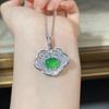 Meilleur Vendeur: Collier pour femme en argent sterling S925 avec pendentif Ruyi en agate calcédoine vert impérial