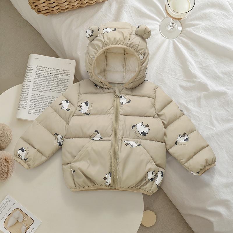 Kids' Cartoon Cotton Jacket with Ears - Short Style for Boys & Girls, Autumn/Winter Outerwear