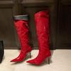 Fashion Fashion Pointed Toe Women Knee High Long Boots Shoes Party Ladies Modern Boots Heels Shoes Female Slip On Footwear Pumps New
