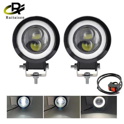 Motorcycle Headlights 3 Inch 30W Round Angel Eyes LED Lens Spotlights Fog Lamp Beam Motorcycle Accessories Driving Work Light