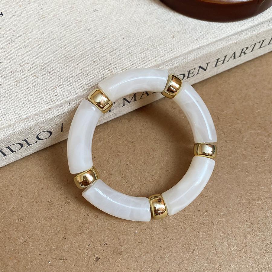 Acrylic Patchwork Beaded Retro Bracelet - Unique Square & Round Design
