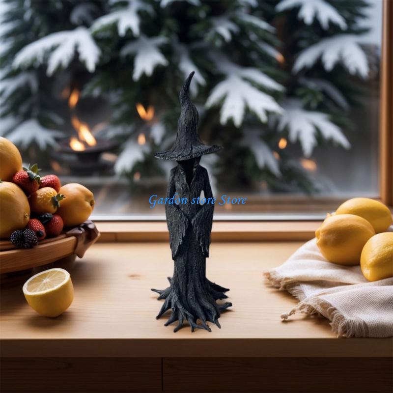 B0KB Resin Witches Statue Halloween Home Decoration Horror Figurine Indoor Sculpture Ornament