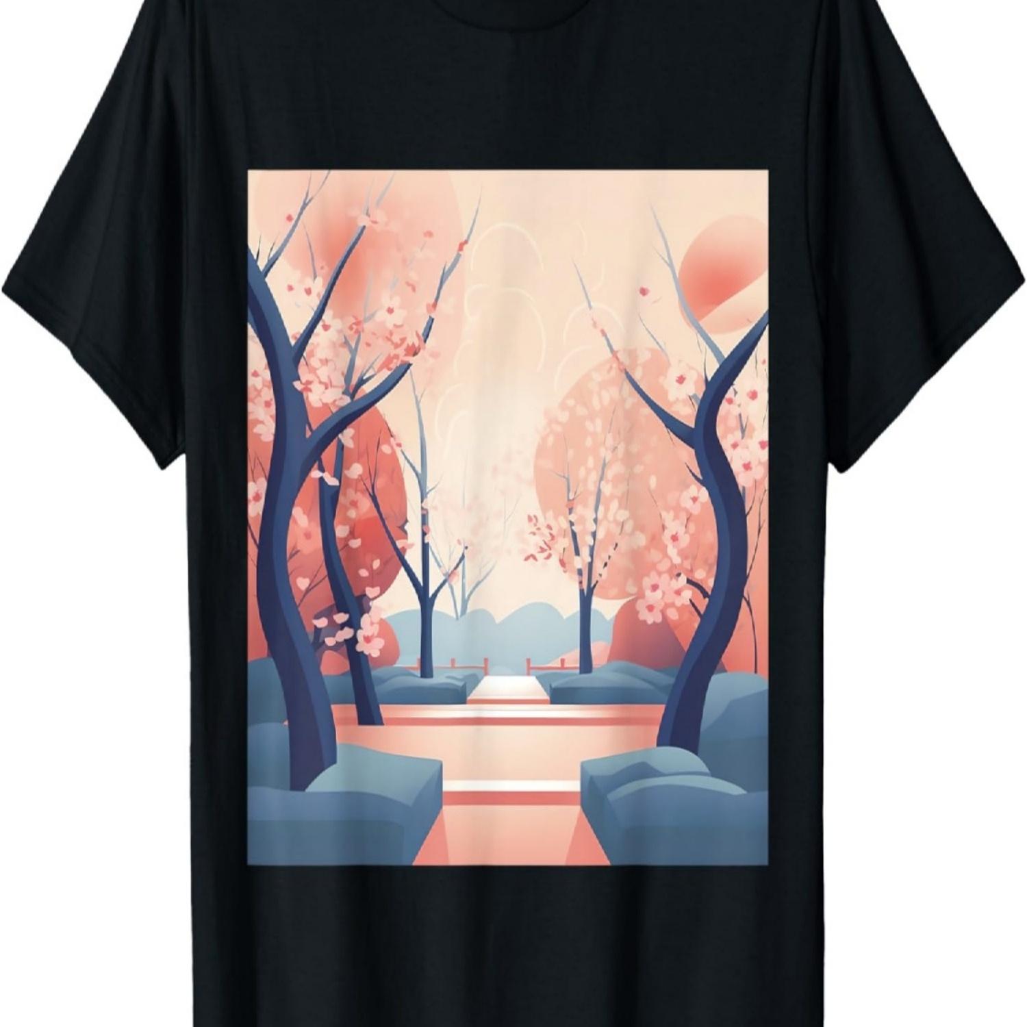 Pink Petal Paradise Tranquil  Cherry Blossom Oasis T-Shirt S