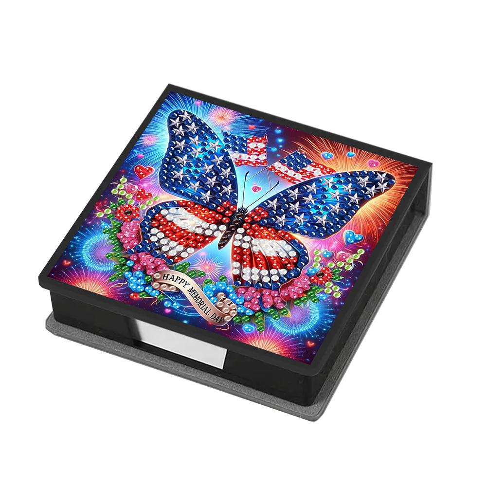 Animals Leather Diamond Painting Notecard Box Gem Art Sticky Note Holder Gem Painting Memo Pad Holder Mosaic Kit for Home Office