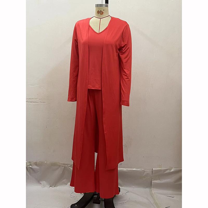 Women Autumn Tracksuits Pant Sets Fashion Casual Set Solid Tank Cardigans Wide Leg Trousers Suit