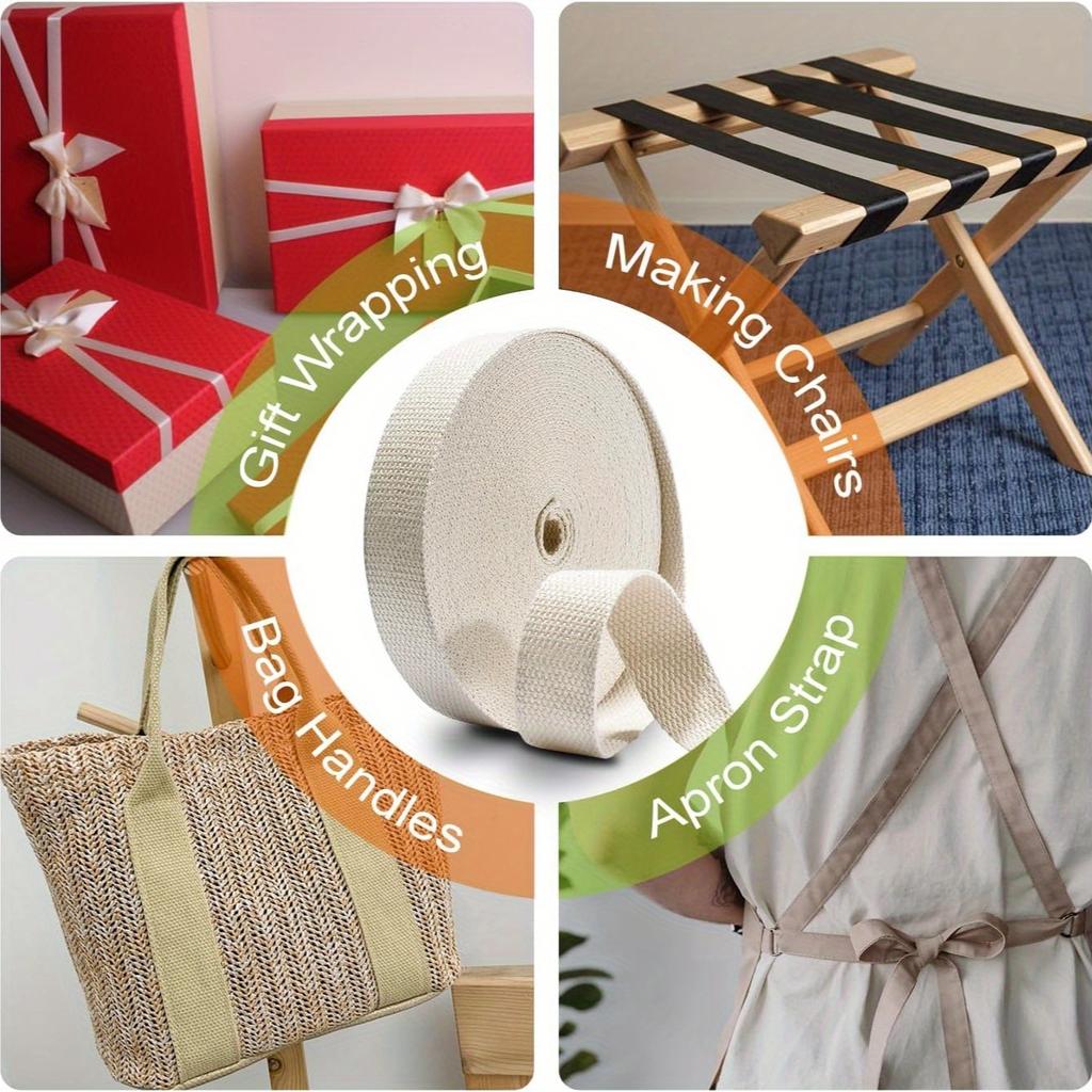 2.5cm Wide X 10m Webbing - Heavy-Duty Woven Fabric, Ideal for DIY Tote Bag Handles, Straps & Craft Decorations | Durable