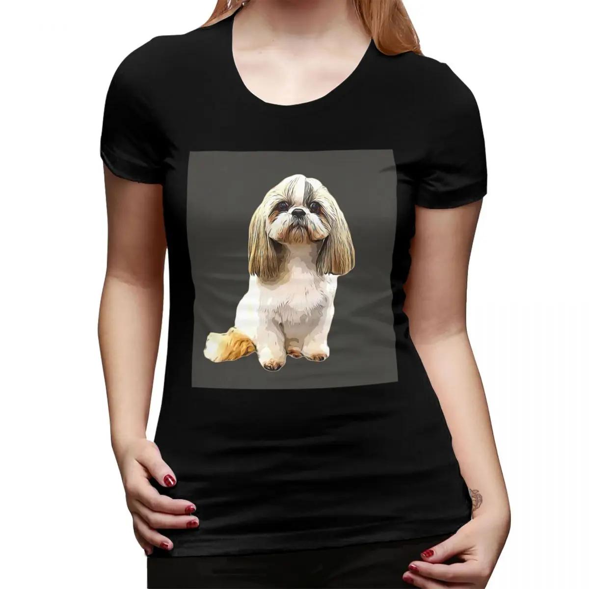 

Shih Tzu Dog TShirt for Women Round Neck Streetwear T Shirts Womens Tees Short Summer Clothes Tops 4XL