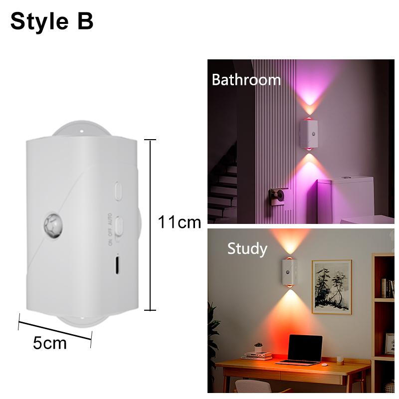 RGB Night Light LED Motion Sensor Wall Light Up and Down Lights Rechargeable Atmosphere Lights for Stair Porch Home Decorations