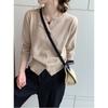 Women Korean Style Knit Cardigan Sweater Long Sleeve Button Front Sweaters Jackets Solid Color Loose Casual Sweaters Knitted Shirts