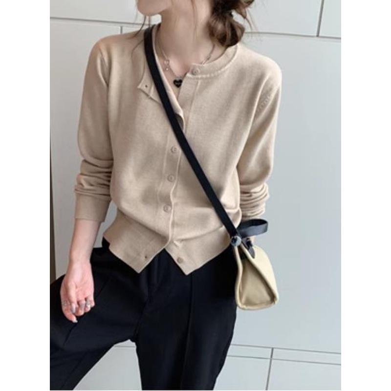 Women Korean Style Knit Cardigan Sweater Long Sleeve Button Front Sweaters Jackets Solid Color Loose Casual Sweaters Knitted Shirts