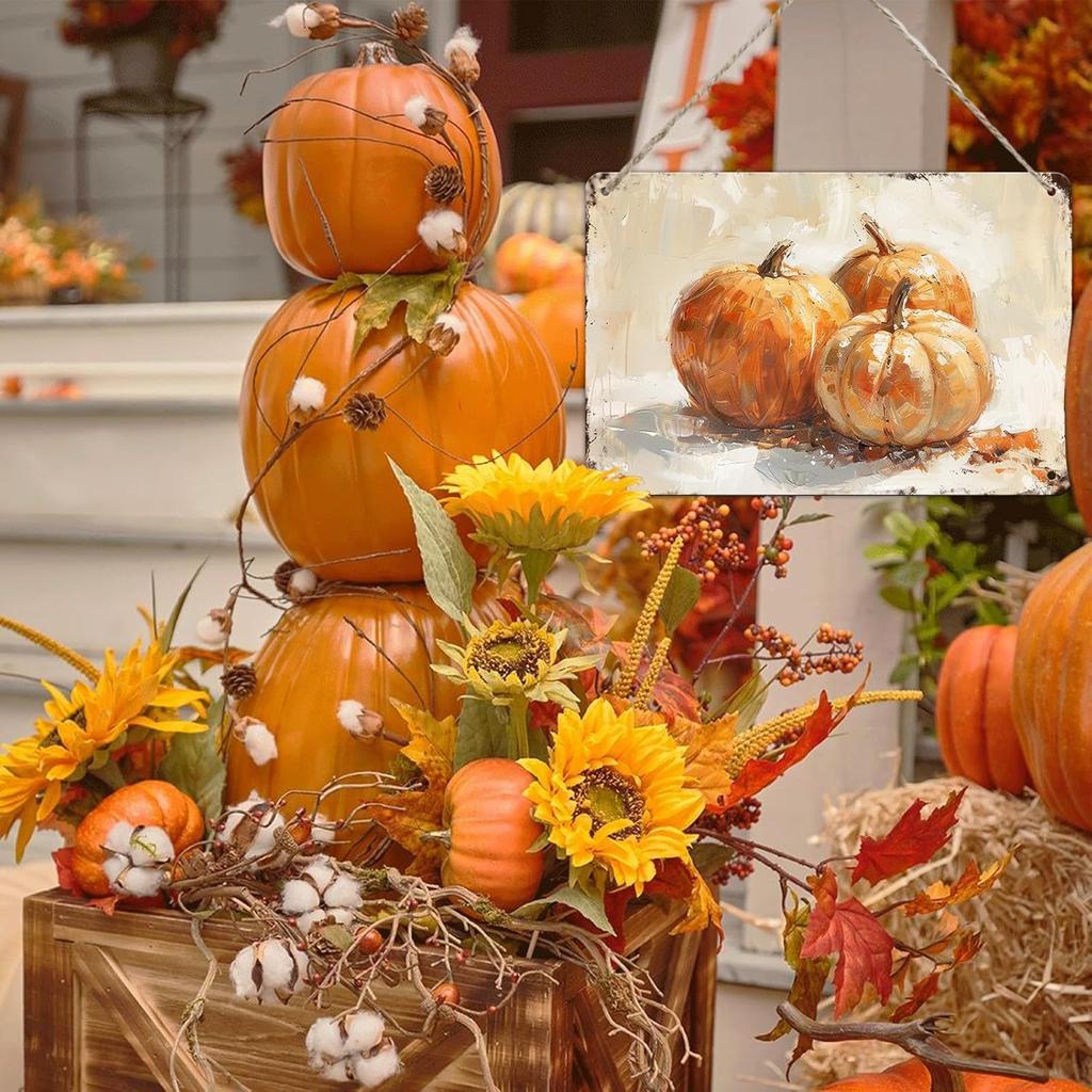 Pumpkin Metal Tin Sign Thanksgiving Day Sign Vintage Fall Decor Pumpkin Art Vintage Tin Sign Pumpkin Artwork Pumpk Autumn Metal Poster Thanksgiving