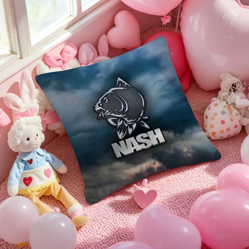 Nash Fishing logo Pillow Case Soft Plush Fabric Double-Sided Printed Cushion Cover Warm Winter Sofa Pillow Case