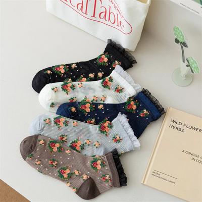 Breathable Casual Socks Lolita Lace Ruffle Sports Socks Fashion Women Cotton Socks