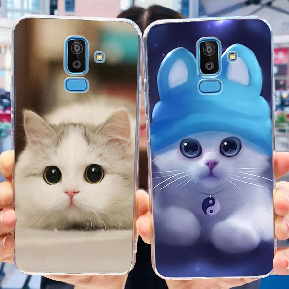 Funda Coque For Samsung Galaxy J8 J810F Cover Case Cartoon Cat Skull Back Shell For Samsung J8 2018 Soft Clear Silicone TPU Capa