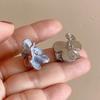 French Fashion Enamel Mosquito Coil Clip on Earrings for Women Blue Butterfly Flower Non Pierced Earrings Jewelry