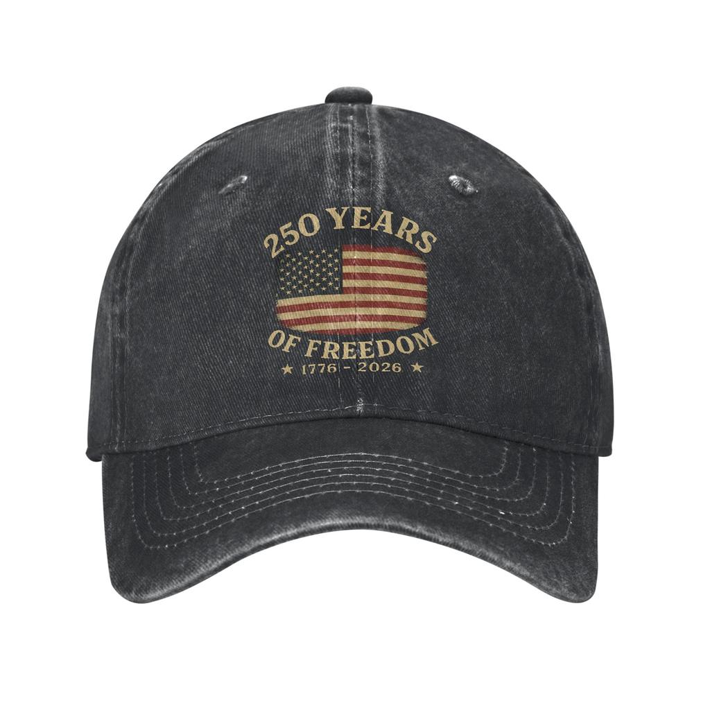 USA Th Anniversary American Baseball Caps Casual Distressed Denim Washed Sun Cap for Unisex Women Outdoor Adjustable Fit Cap