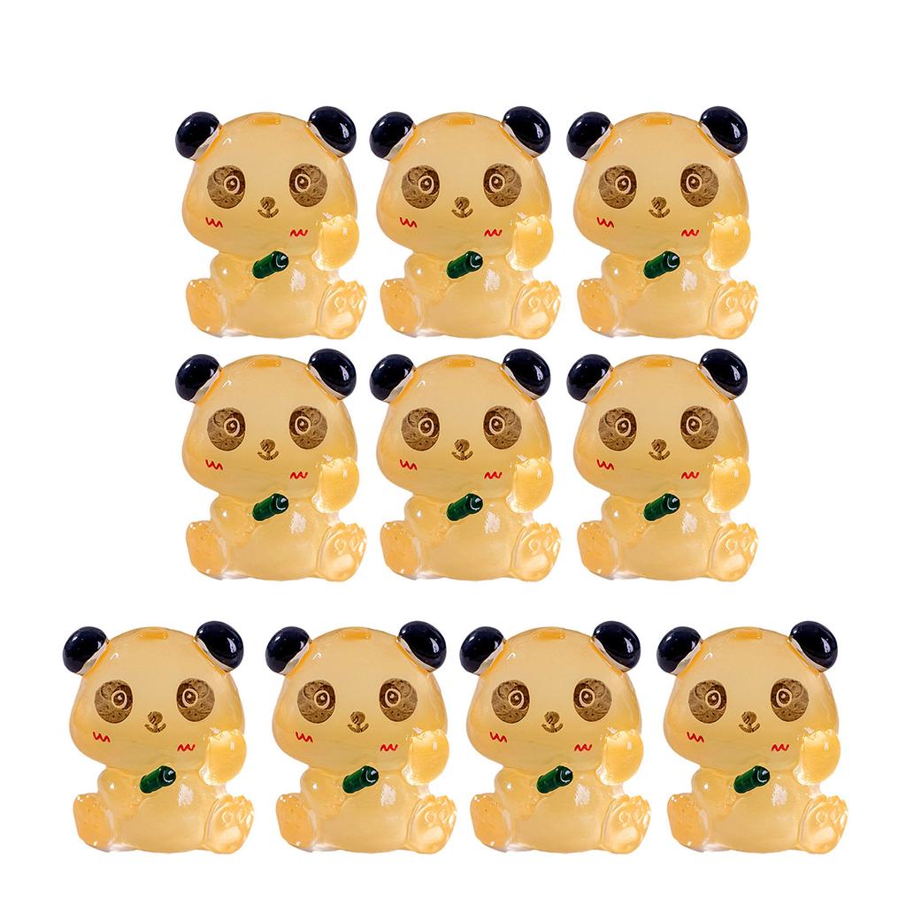 10pc Mini Luminous Cute Panda Figurine Glowing In the Dark Seated Panda Ornament for Home Garden Micro Landscape Decor