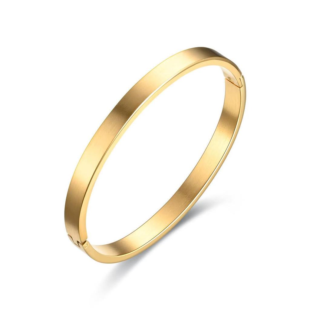 European and American Style Simple Smooth Buckle Bracelet with Cool Style 4mm Wide Couple Stainless Steel Bracelet