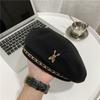 Retro Stylish Beret For Women Sweet Look With Embroidered Detail Chain