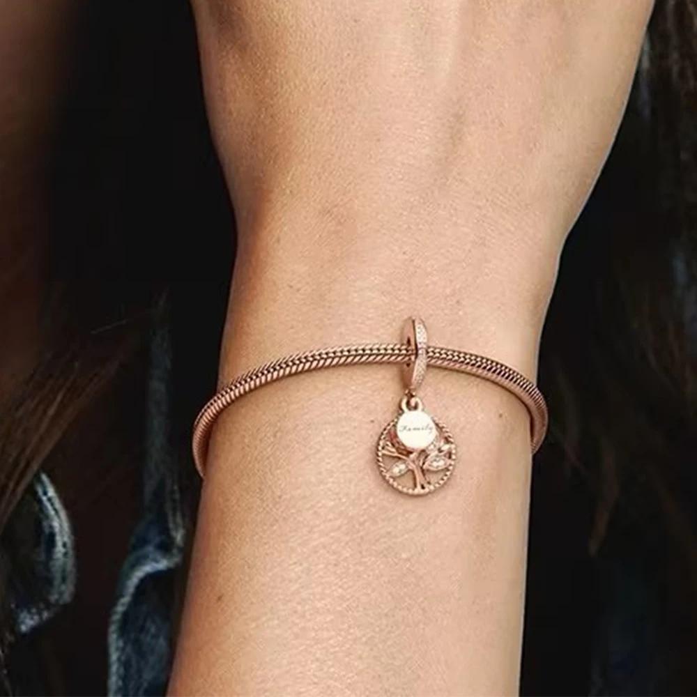 Copperbeads Sparkling Family Tree Charm Diy Bracelet Women'S Fine Jewelry Making Exquisite Sweet Simple Gift