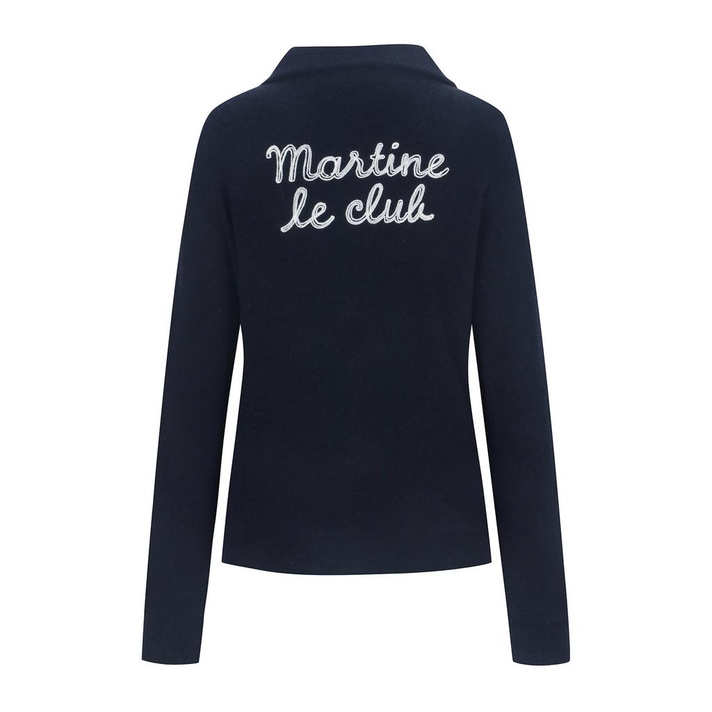 MARTINE GOLF Fluffy Half Zip Up T Shirts_Navy