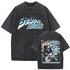 Washed Vintage Anime Jojo Bizarre Adventure Joseph Joestar Caesar Anthonio Zeppeli Print Tshirt Men Fashion Cartoon T Shirt Top