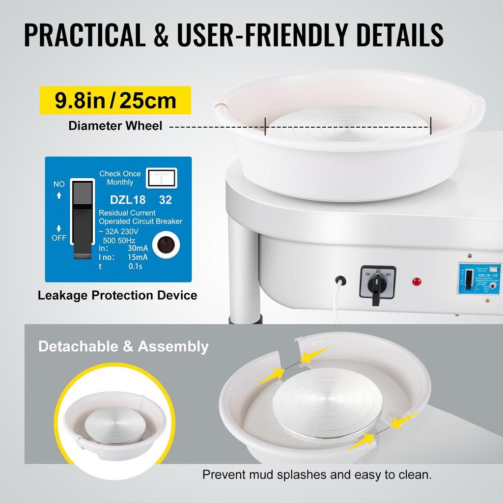 350W 25CM Electric Ceramic Plate Ceramic Machine Working Clay Art DIY