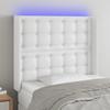 Vidaxl LED Bed Headboard, White, 83X16X118/128Cm, Faux Leather