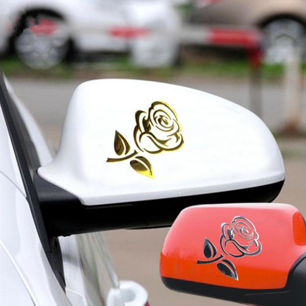 Fashion Rose Flower Car Vehicle Light Lamp Brow Decor Rearview Mirror Sticker