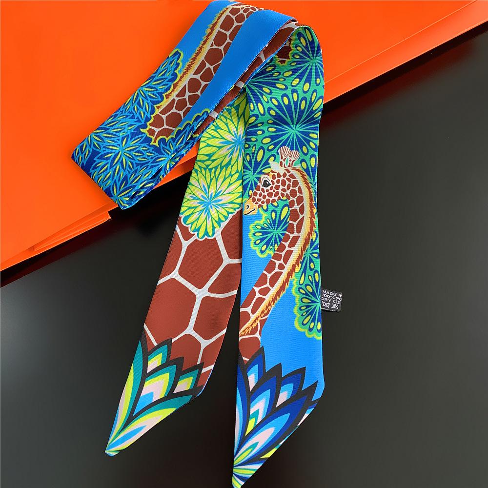 Neues Design Multifunktionale Dünne Schals Giraffe Bedruckt Für Damen Seidenschals Dünn Und Lang Schal Kopftuch Damen Halstuch 88CM x 5CM orange