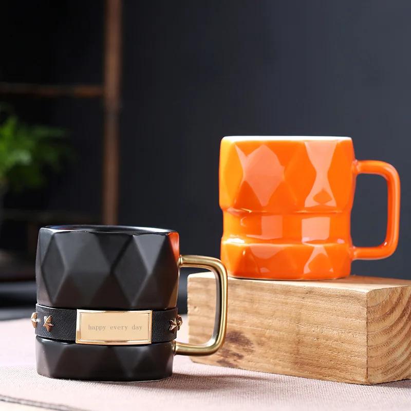 Taza de Cerámica Estilo Nórdico Ins, Taza de Café, Taza para Desayuno con Avena, Regalo para el Día de San Valentín, Tazas de Agua para Parejas