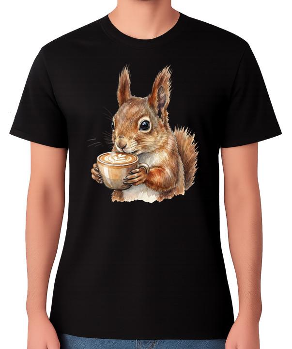 Cute Squirrel Coffee T-Shirt Funny Animal Latte Lover Graphic Unisex Tee 2XL