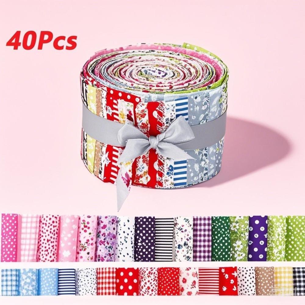 40Pcs Colorful Printed Precuts Fabric Jelly Rolls Sewing Material Cotton Patchwork Strips 6.5x50CM DIY Quilting Fabric Bundles