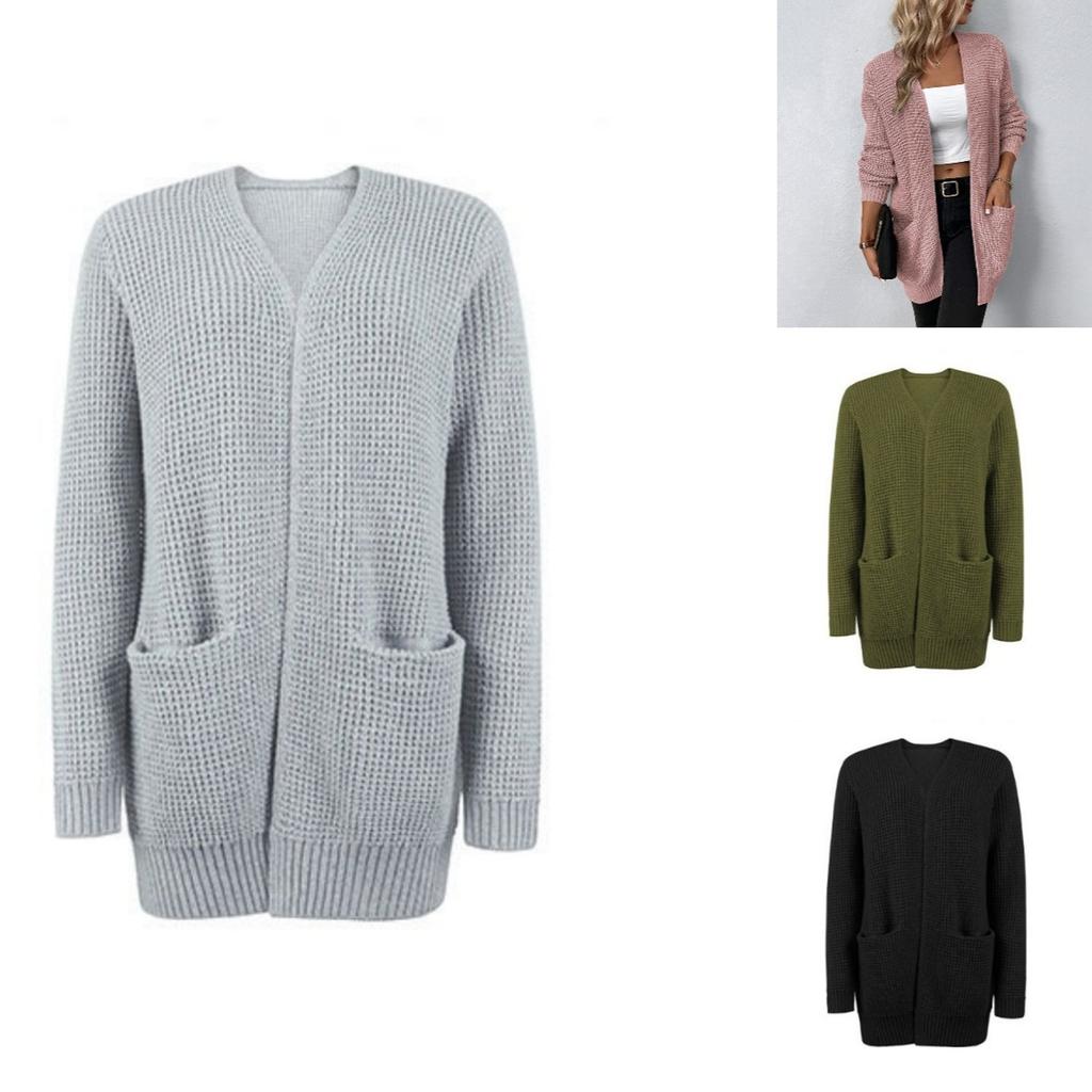 Casual Minimalist Cardigan Knit Outerwear For Women