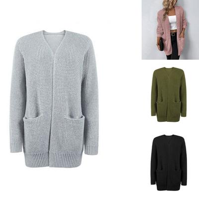 Casual Minimalist Cardigan Knit Outerwear For Women