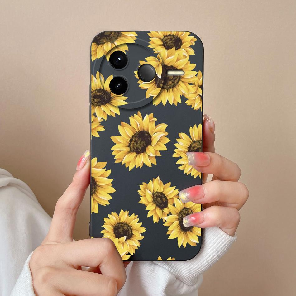 Case For POCO F7 Pro Ultra Pretty Flowers Soft Smooth Liquid Silicone Upgrade Lens Protection Shockproof Back Cover For Girls