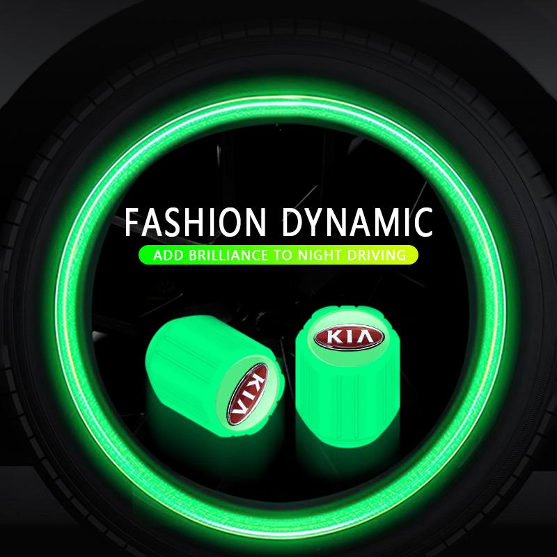 2026 Hot Car Sticker Luminous Motorcycle Wheel Tyre Car Tire Valve Caps Fluorescent For KIA Sportage Rio 3 4 Ceed JD Picanto Sou