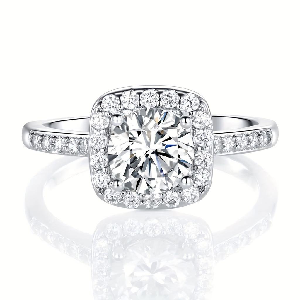 European and American classic zircon ring luxury four-clawed princess square bag flash zirconium hot-selling wedding ring jewelry