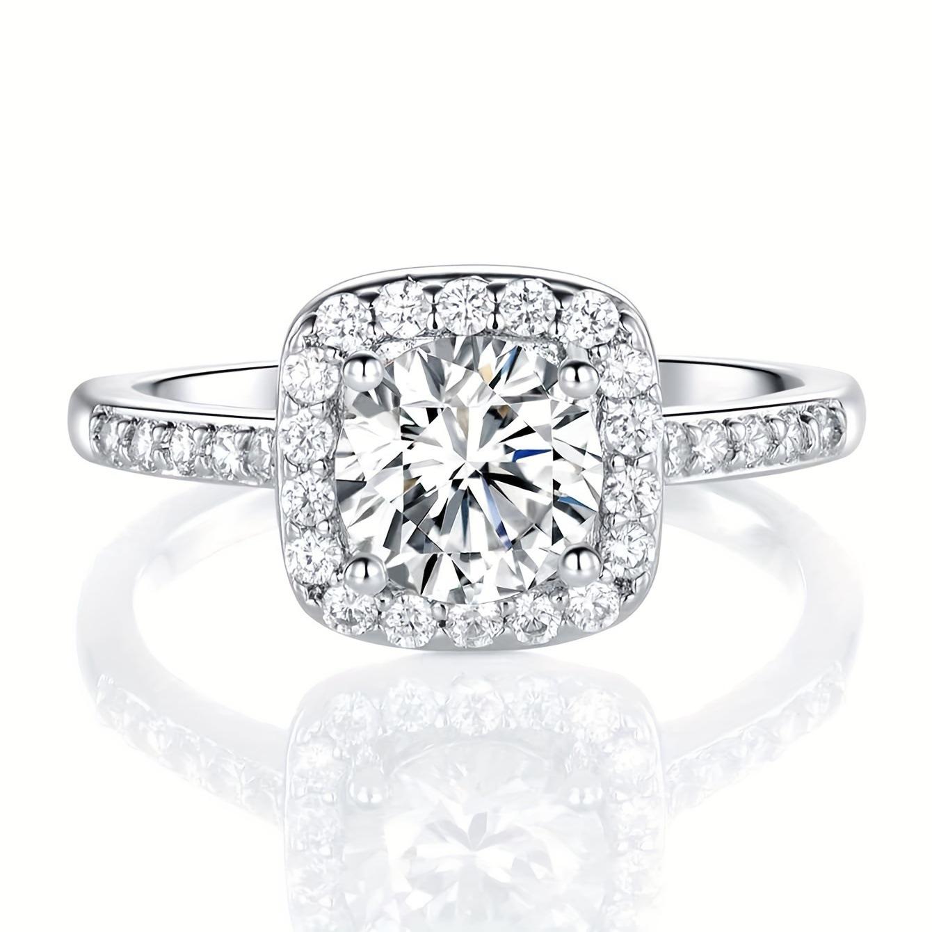 

European and American classic zircon ring luxury four-clawed princess square bag flash zirconium hot-selling wedding ring jewelry no. 5 платиновый