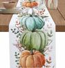 Autumn Pumpkins Linen Table Runner Home Party Decor Fall Eucalyptus Leaves Kitchen Dining Table Runners Thanksgiving Decorations