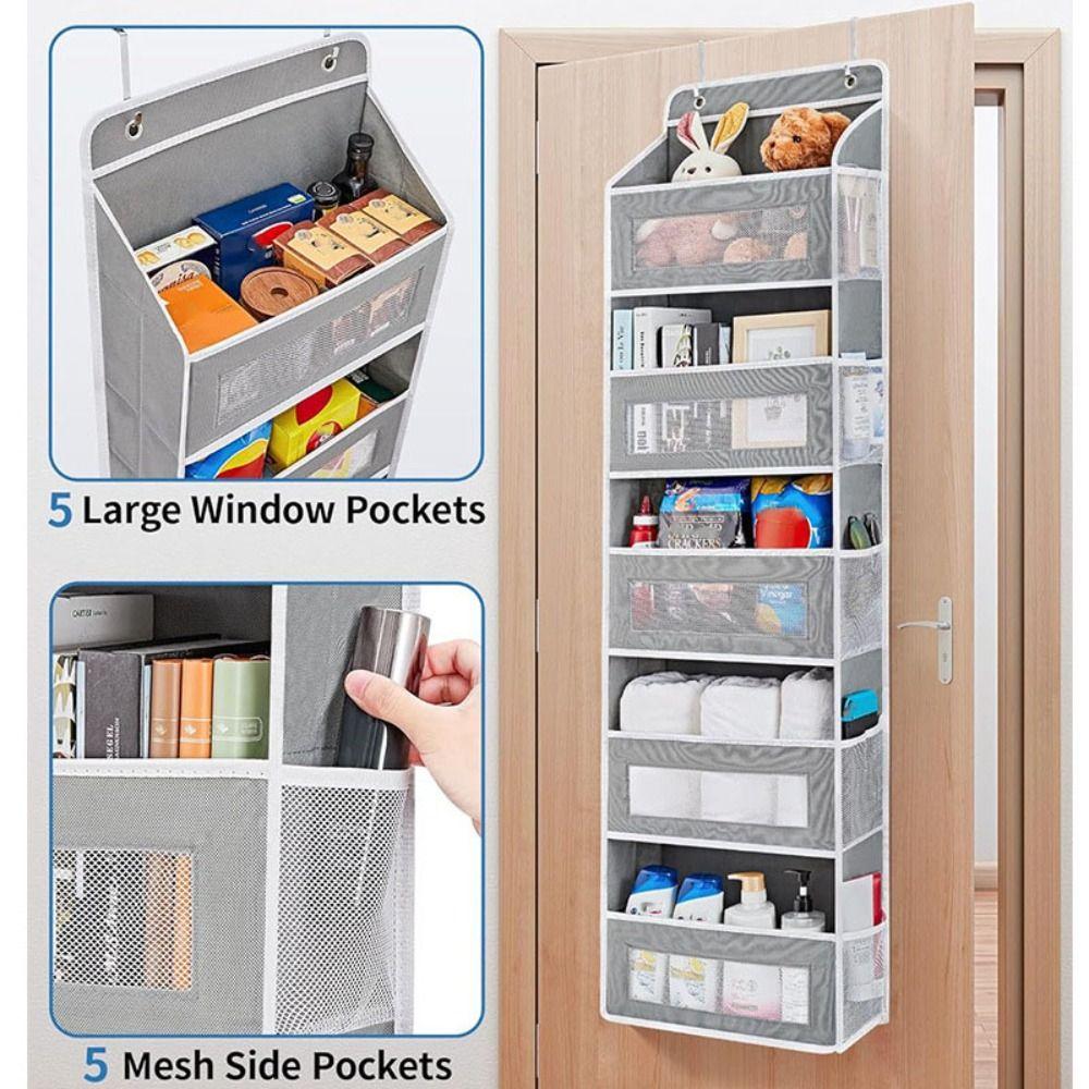 Durable 5-Layer Over Door Hanging Storage Bag Large Capacity Non-Woven Hanging Storage Box Wall Organizer Door Storage