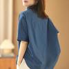 2025 Women's Plus Size Loose Fit Shirt - Japanese Korean Style, Short-Sleeved, Summer Top for Chubby Girls