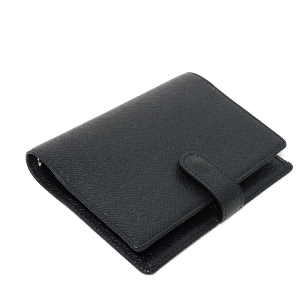 Used 12564 Agenda PM R20426 8001 LV Logo Charcoal Gray Diary with 6-hole Vuitton Card Case Taiga Ardoise Men's from