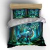 Mystical Glowing Deer In Forest Print Bedding Set 1 Duvet Cover 2 Pillowcases for Adult and Children Luxury Gift Full Size