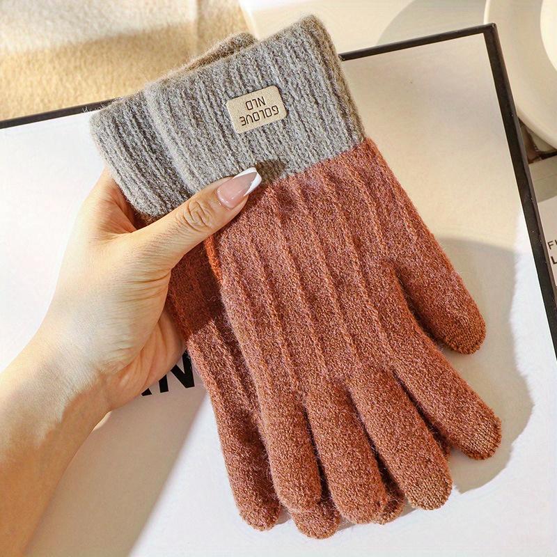 Thick and Warm Alpaca Wool Gloves for Autumn and Winter Cycling Touch Screen Knitted Gloves High-end Fashion Simple Warm Gloves