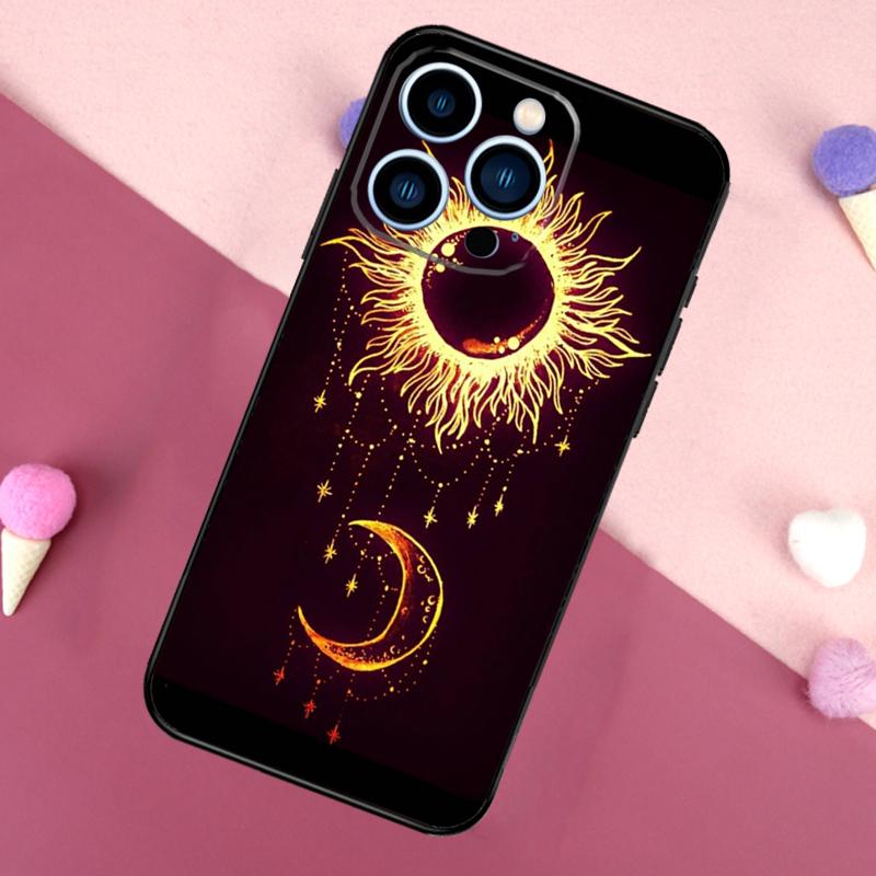 Vintage Moon and Sun Stars Case For iPhone 16e 16 15 Pro Max 11 12 13 Mini 14 15 Pro Max 15 Plus XR Phone Back Cover