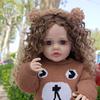 55cm Reborn Baby Doll Realistic Vinyl Girl Doll with Curly Hair Woolly Curls Cutie Knitted Outfit