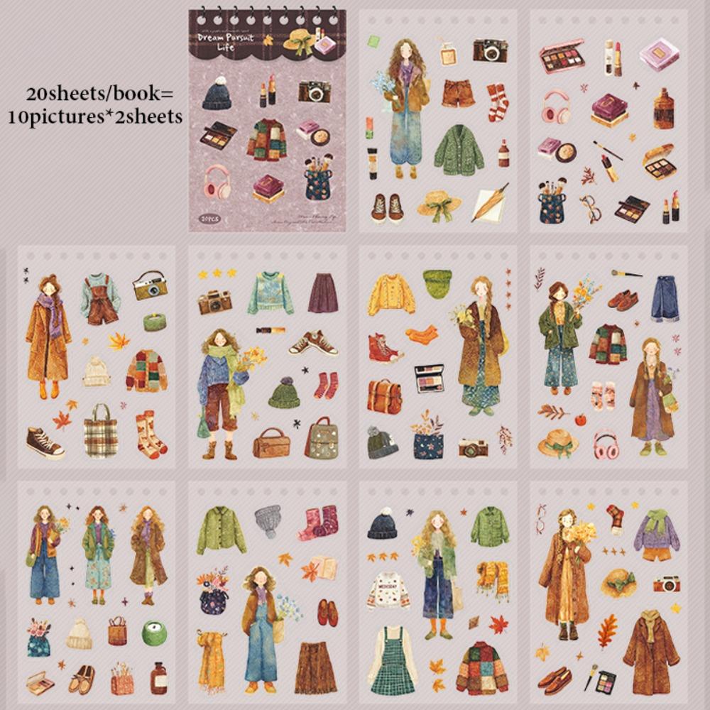 20 Sheets Life Theme Materials Dream Pursuit Life Series Photo Frame Decor  Stationery Supplies A