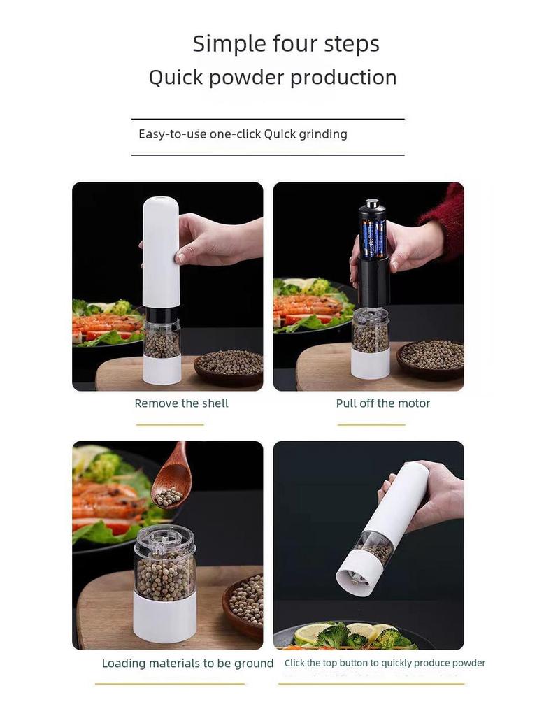 Electric Black Pepper and Sea Salt Grinder for Steak Seasoning